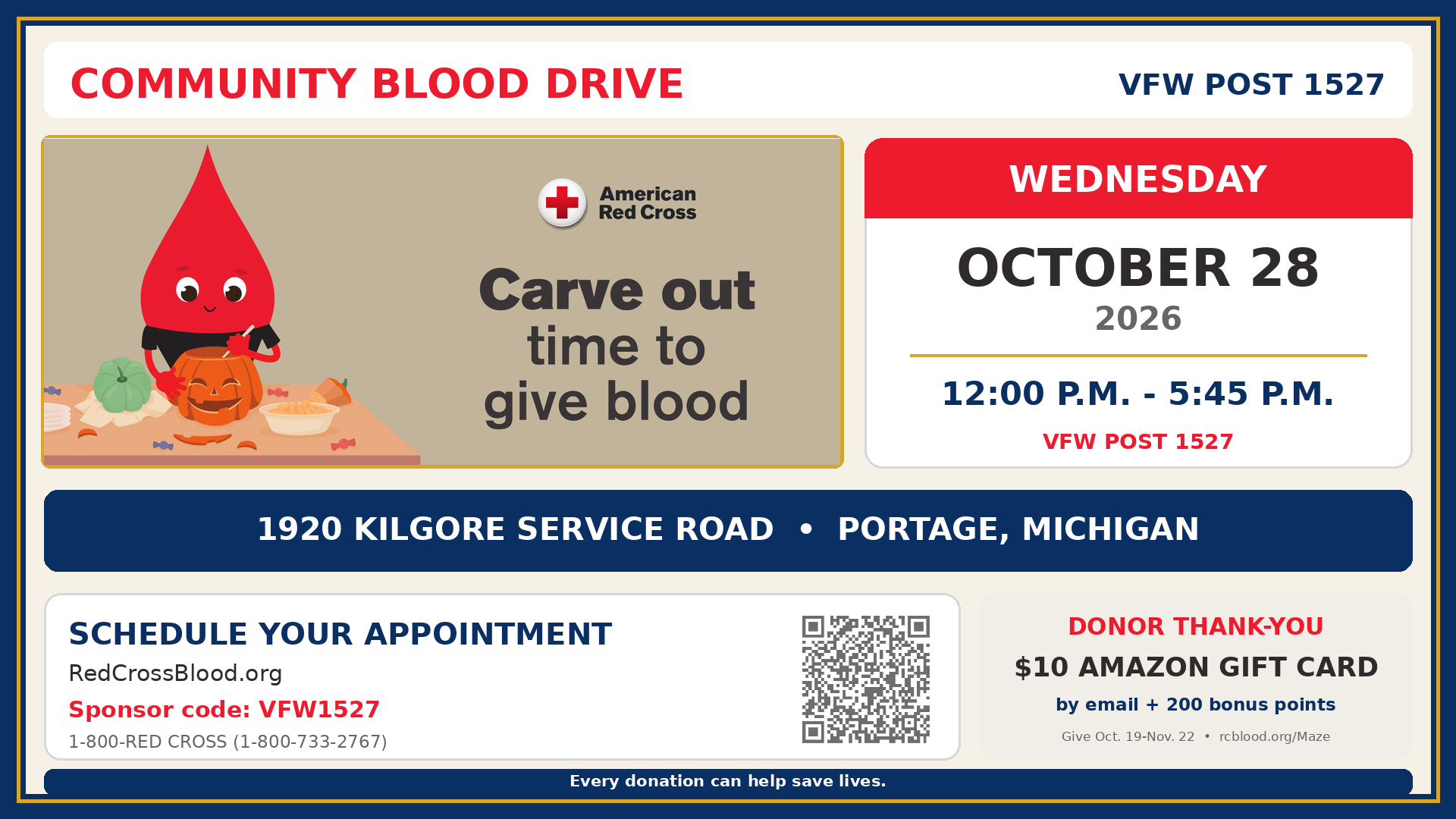 American Red Cross Blood Drive, 28 Oct 26